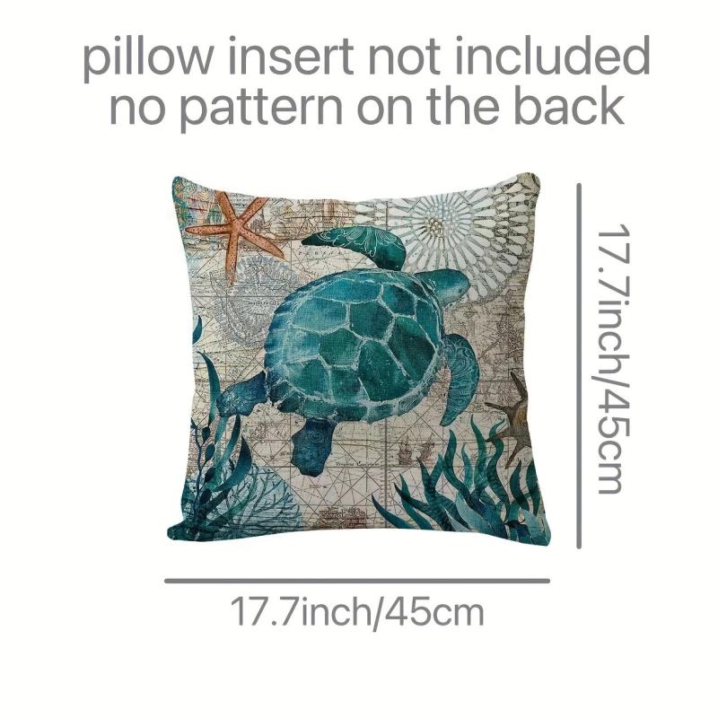 Rustic Sea Animals Throw Pillow Cover 45x45cm