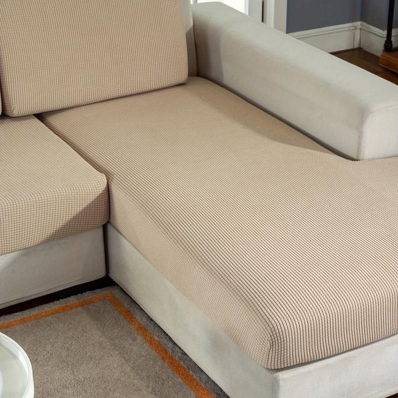 Soft Stretch Sofa Slipcover in Jacquard Knitted Corn Velvet