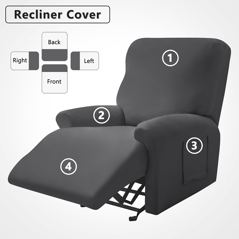 4pcs Milk Silk Recliner Cover High Elasticity Home Protective Cover