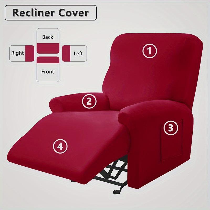4pcs Milk Silk Recliner Cover High Elasticity Home Protective Cover