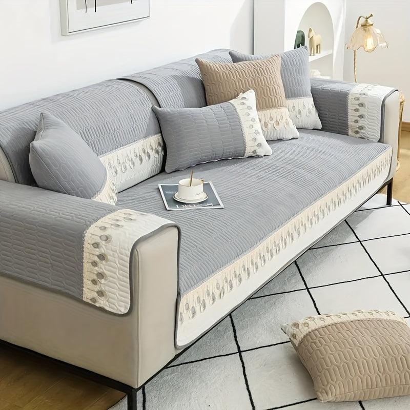 Quilted Lace Macrame Sofa Slipcover Non Slip Furniture Protector