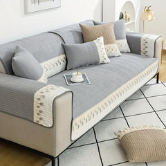 Quilted Lace Macrame Sofa Slipcover Non Slip Furniture Protector