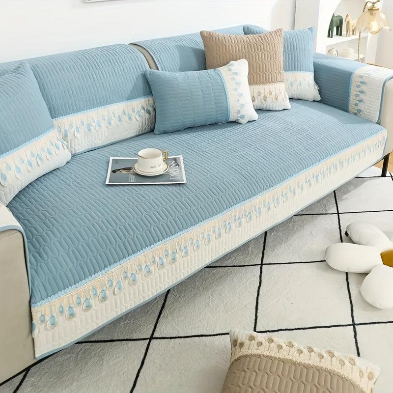 Quilted Lace Macrame Sofa Slipcover Non Slip Furniture Protector