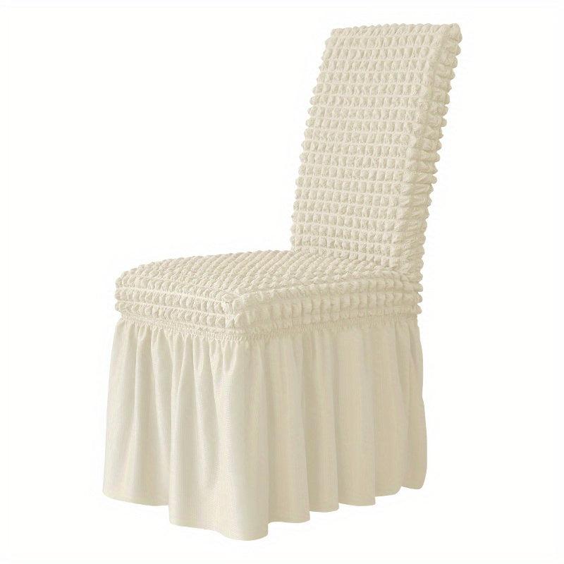 Seersucker Dining Chair Slipcovers Skirt Non slip Cover Furniture Protector