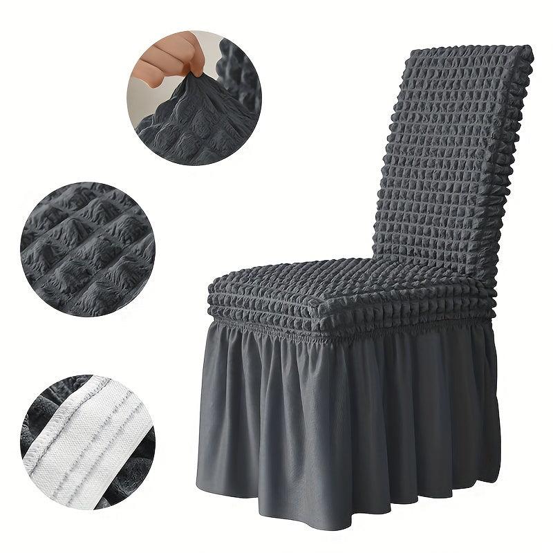 Seersucker Dining Chair Slipcovers Skirt Non slip Cover Furniture Protector