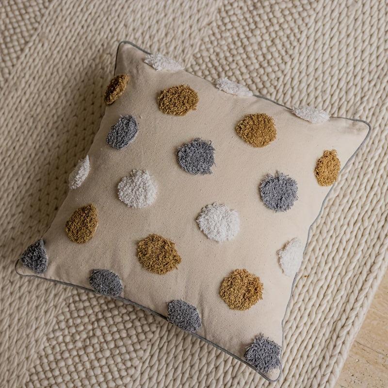 Polka Dot Tufted Decorative Waist Pillow Cover with Piping for Bed