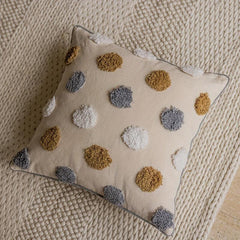 Polka Dot Tufted Decorative Waist Pillow Cover with Piping for Bed