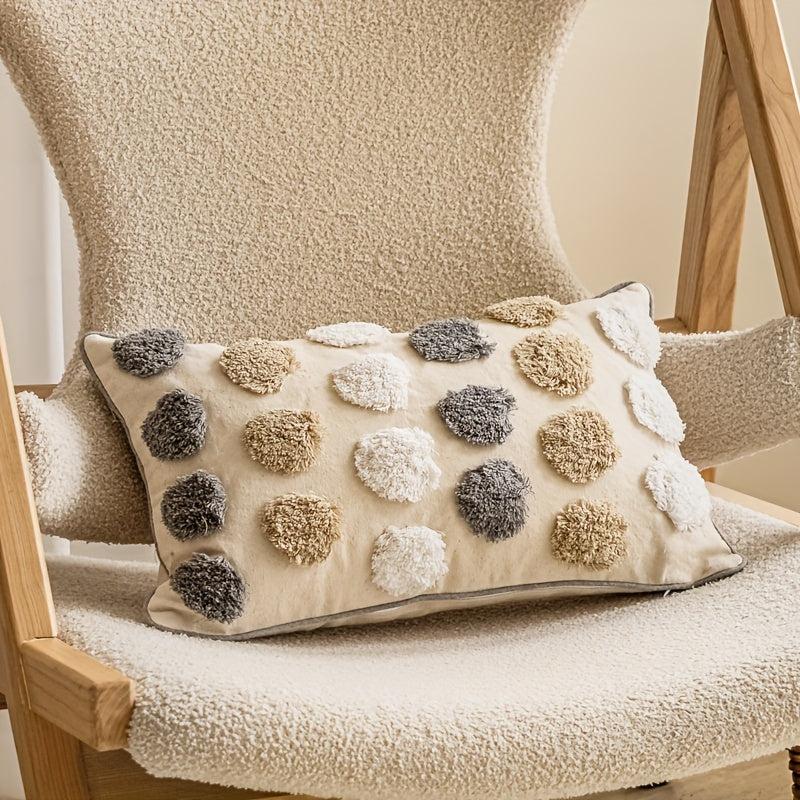Polka Dot Tufted Decorative Waist Pillow Cover with Piping for Bed