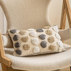 Polka Dot Tufted Decorative Waist Pillow Cover with Piping for Bed