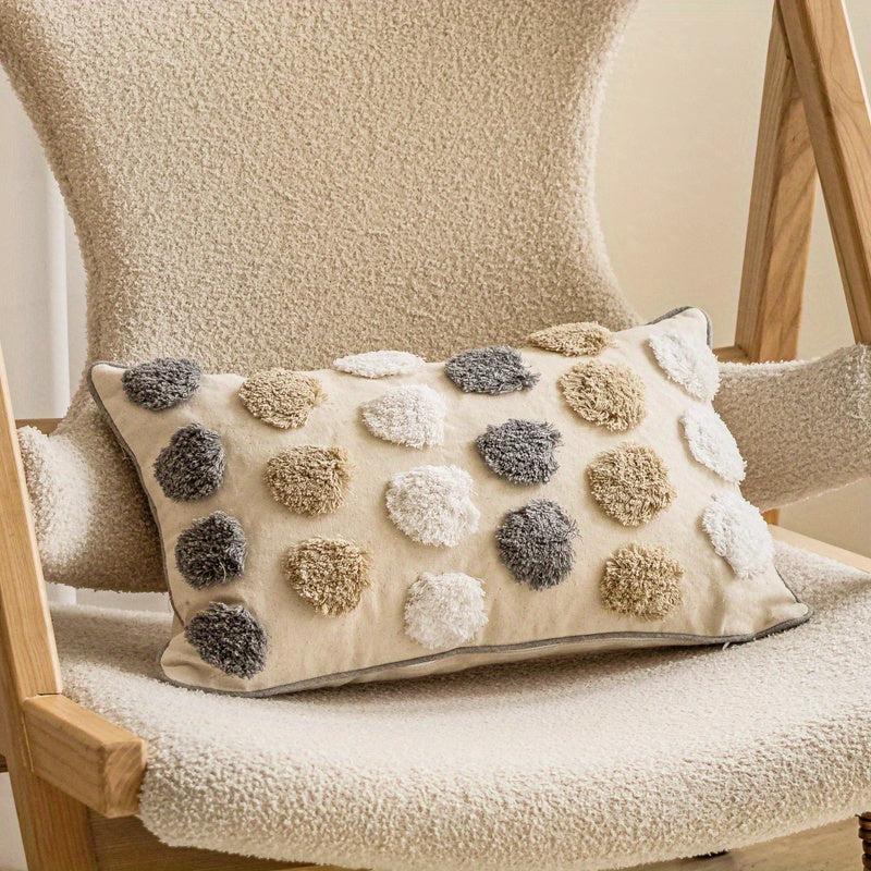 Polka Dot Tufted Decorative Waist Pillow Cover with Piping for Bed