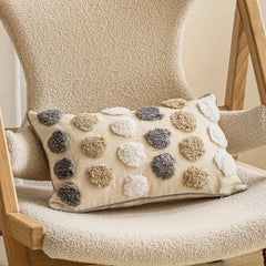 Polka Dot Tufted Decorative Waist Pillow Cover with Piping for Bed