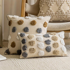 Polka Dot Tufted Decorative Waist Pillow Cover with Piping for Bed