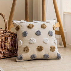 Polka Dot Tufted Decorative Waist Pillow Cover with Piping for Bed