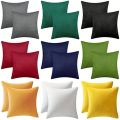 2pcs Velvet Solid Throw Pillowcase Soft Throw Pillow Cover 45x72cm