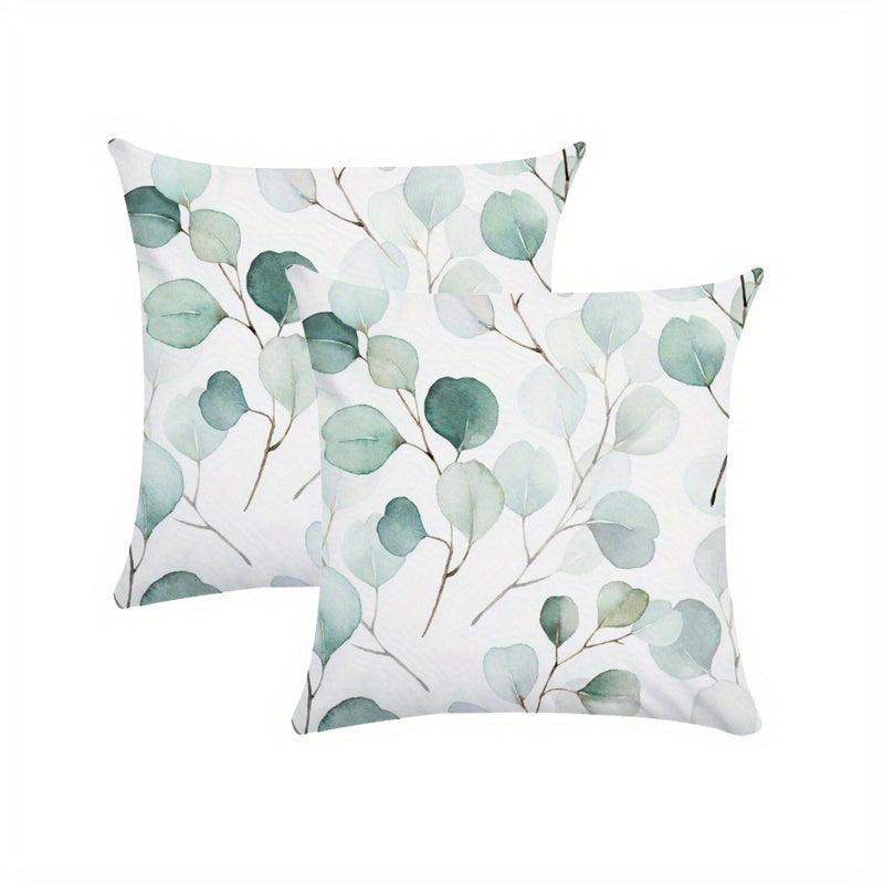 Eucalyptus Branches Leaf Pattern Pillow Covers for Home Decor
