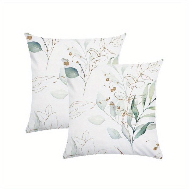 Eucalyptus Branches Leaf Pattern Pillow Covers for Home Decor