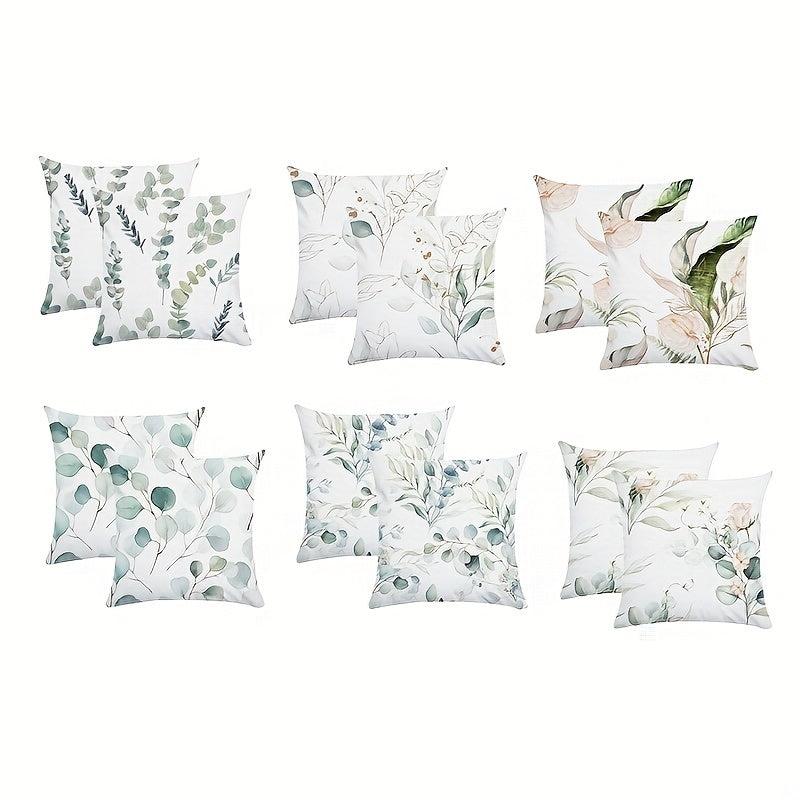 Eucalyptus Branches Leaf Pattern Pillow Covers for Home Decor