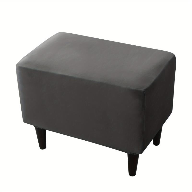 Silvery Faux Fox Velvet Ottoman Cover Non slip Stool Cover Furniture Protector
