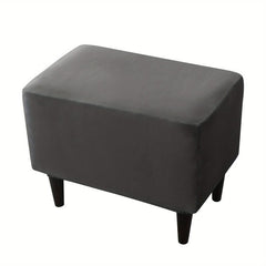 Silvery Faux Fox Velvet Ottoman Cover Non slip Stool Cover Furniture Protector