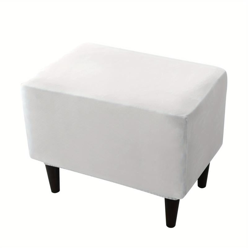 Silvery Faux Fox Velvet Ottoman Cover Non slip Stool Cover Furniture Protector