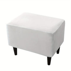 Silvery Faux Fox Velvet Ottoman Cover Non slip Stool Cover Furniture Protector