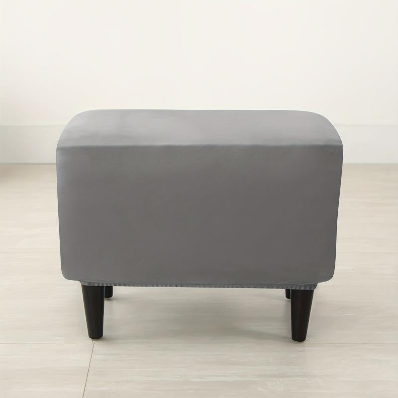 Silvery Faux Fox Velvet Ottoman Cover Non slip Stool Cover Furniture Protector