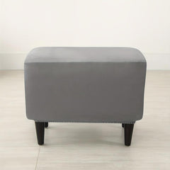 Silvery Faux Fox Velvet Ottoman Cover Non slip Stool Cover Furniture Protector