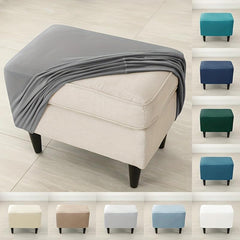 Silvery Faux Fox Velvet Ottoman Cover Non slip Stool Cover Furniture Protector