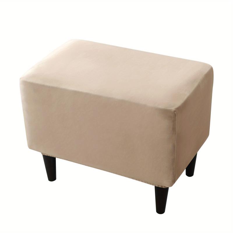Silvery Faux Fox Velvet Ottoman Cover Non slip Stool Cover Furniture Protector