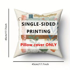 4pcs Retro Geometric Throw Pillow Covers Flower Plant Print