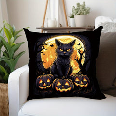 1pc Halloween Cat Throw Pillow Covers Printed Throw Pillowcase