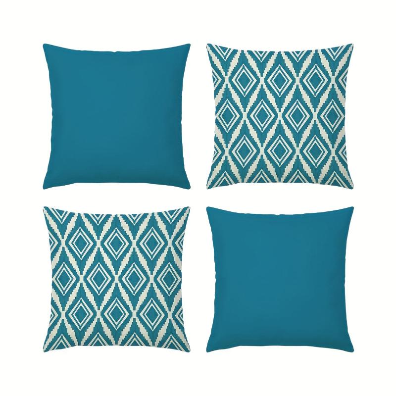 4pcs Geometric Linen Throw Pillow Covers Printed Throw Pillowcase