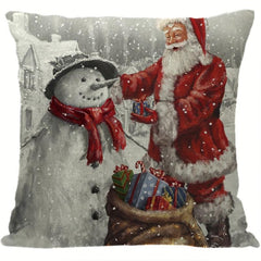 Christmas Tree Snowman Truck Linen Throw Pillow Covers