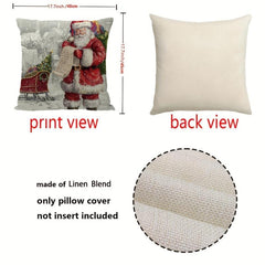 Christmas Tree Snowman Truck Linen Throw Pillow Covers