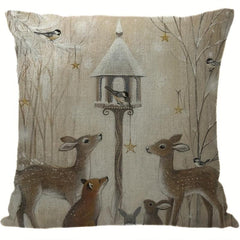Christmas Tree Snowman Truck Linen Throw Pillow Covers