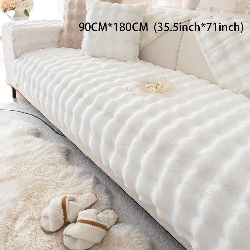 Thickened Faux Rabbit Plush Sofa Throw Cover Non Slip Sofa Cover