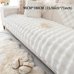 Thickened Faux Rabbit Plush Sofa Throw Cover Non Slip Sofa Cover