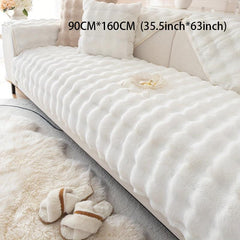Thickened Faux Rabbit Plush Sofa Throw Cover Non Slip Sofa Cover