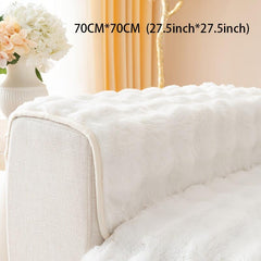 Thickened Faux Rabbit Plush Sofa Throw Cover Non Slip Sofa Cover