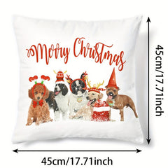 Christmas Dog Print Throw Pillow Cover Home Decor