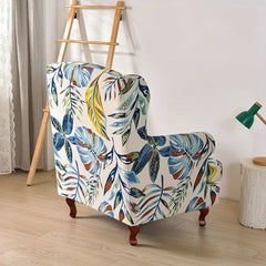 Plant Printed Wingback Chair Slipcover - Decorative Furniture Protection