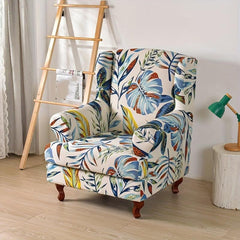 Plant Printed Wingback Chair Slipcover - Decorative Furniture Protection