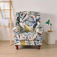 Plant Printed Wingback Chair Slipcover - Decorative Furniture Protection
