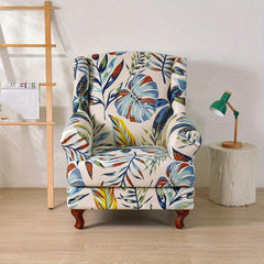 Plant Printed Wingback Chair Slipcover - Decorative Furniture Protection