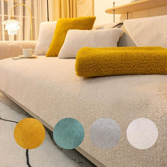 Thick Lamb Velvet Sofa Slipcover Plush Winter Furniture Protector