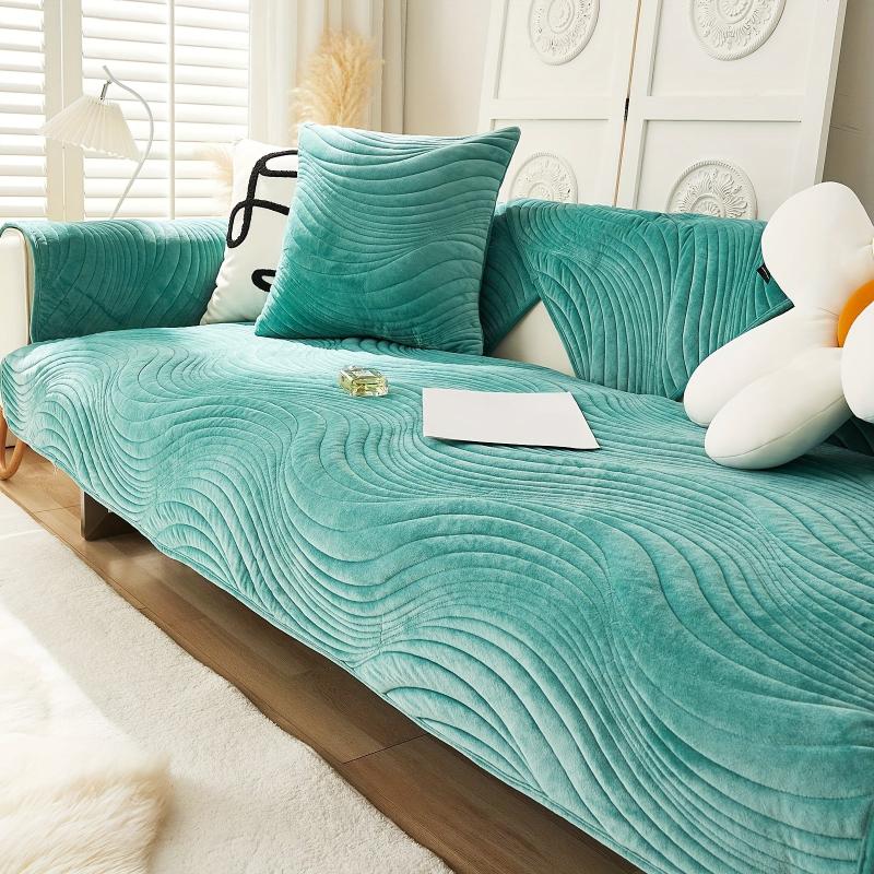 Short Plush Sofa Slipcover Thick Non Slip Dog Friendly Furniture Protector