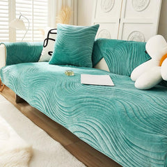 Short Plush Sofa Slipcover Thick Non Slip Dog Friendly Furniture Protector