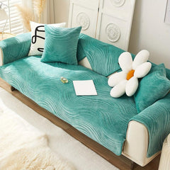 Short Plush Sofa Slipcover Thick Non Slip Dog Friendly Furniture Protector