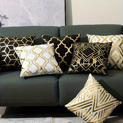4pcs Golden Foil Geometric Throw Pillow Covers