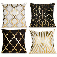 4pcs Golden Foil Geometric Throw Pillow Covers